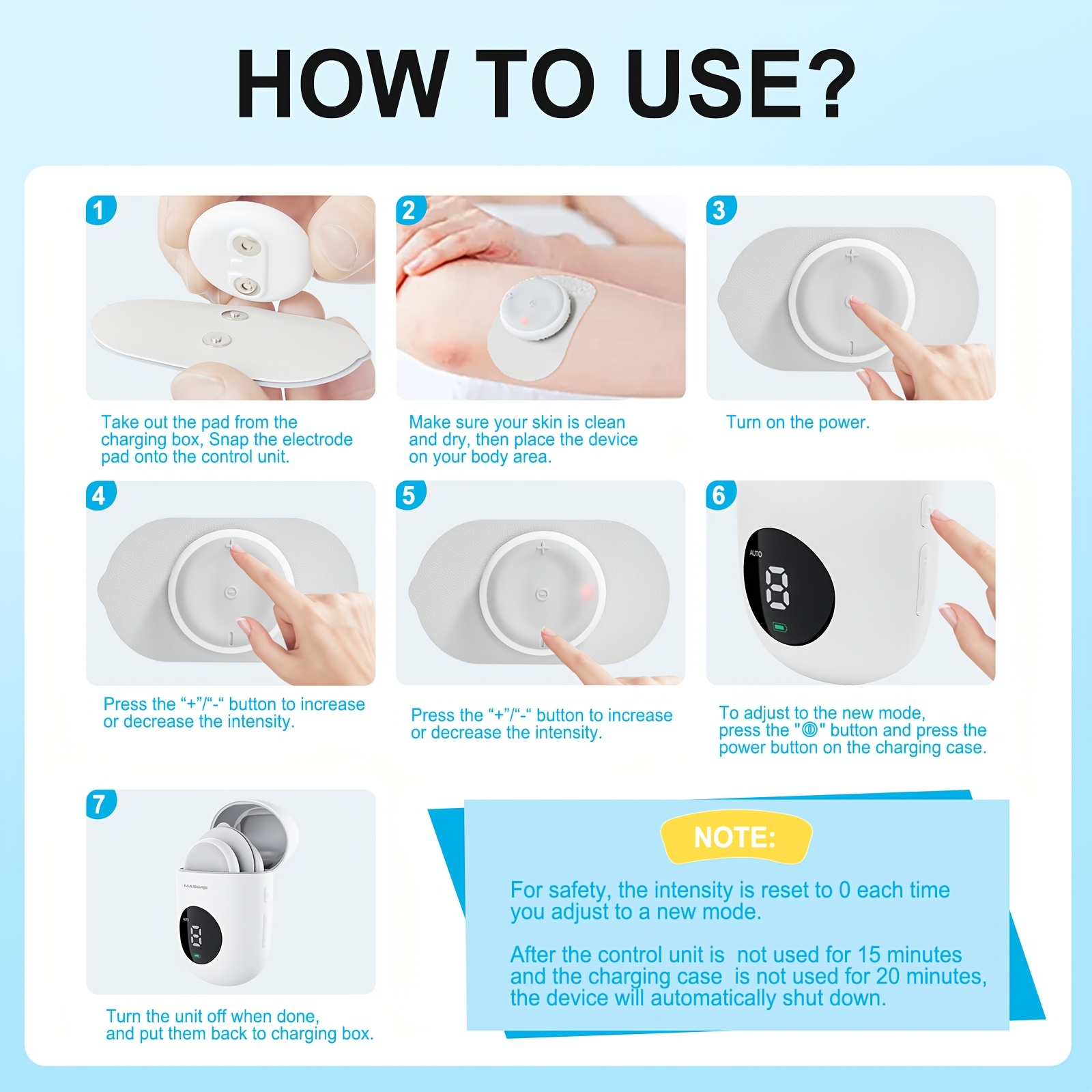 rechargeable cordless tens ems muscle stimulator 6 professional   16   levels full   massager portable recovery device gift for parents fitness lovers Product details 0