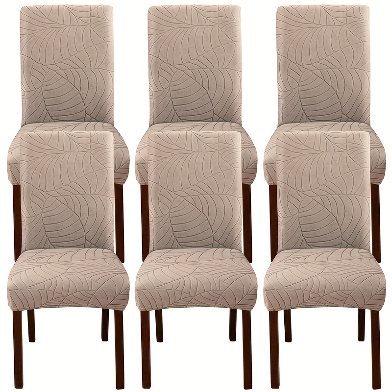 4/6pcs Big Leaves Jacquard Chair Cover Elastic Universal Chairs Protector Cover For Living Room Dining Banquet Kitchen