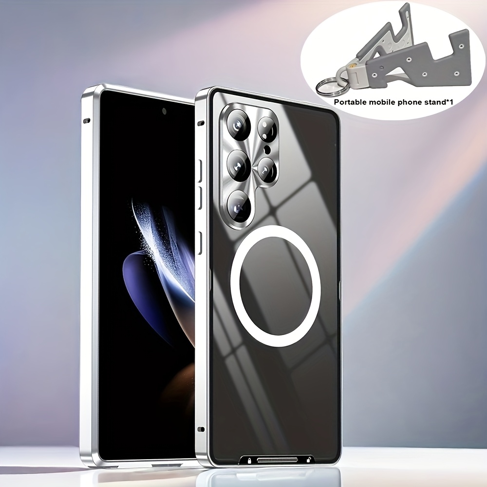 TEMU An Elegant And Stylish Frosted Anti-drop Protective Cover, This Frame Magnetic Phone Case Is Designed For Galaxy S25, S24, S23, And S22 Ultra, Featuring A And Practical Two-piece Set.