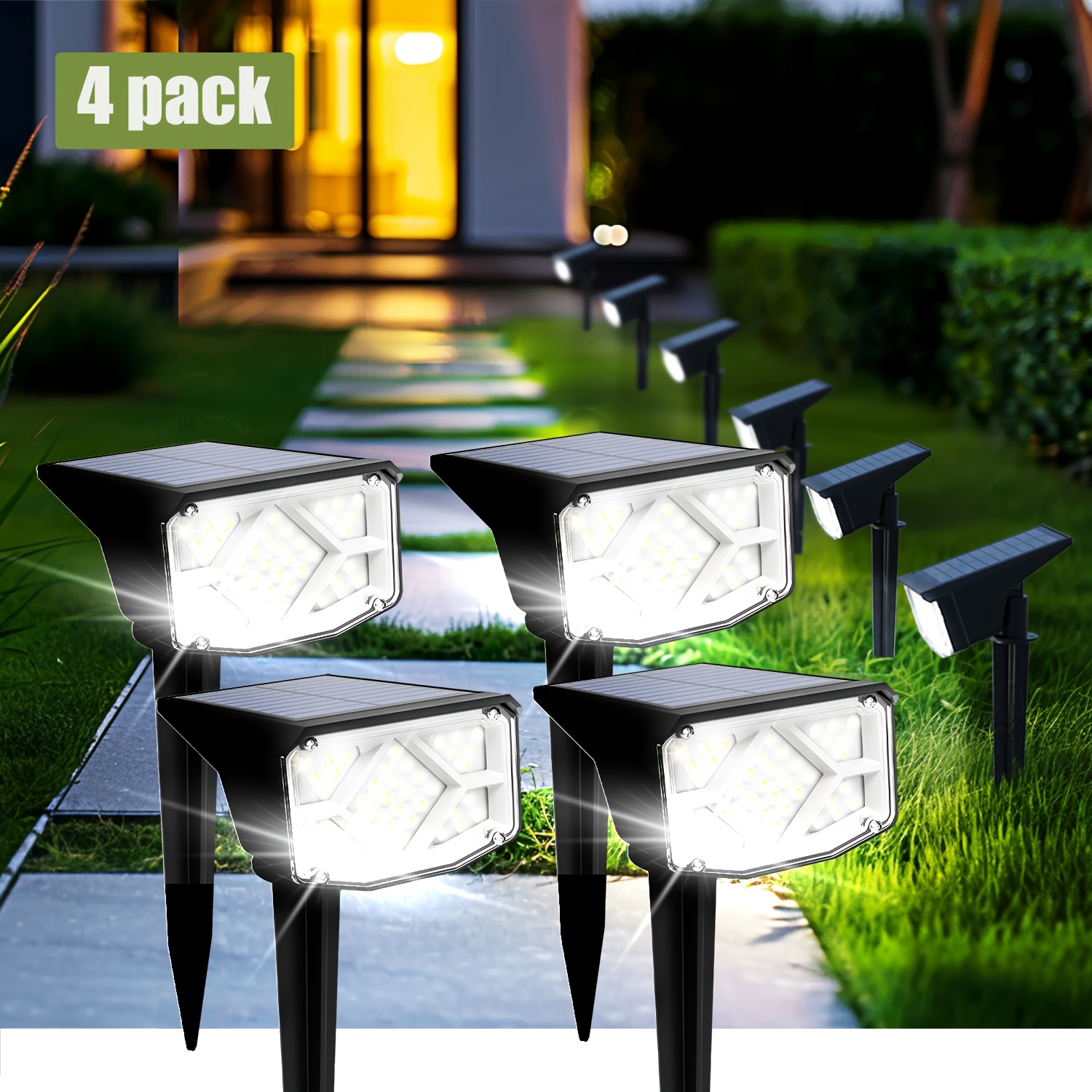 

2/4/6/10pcs Solar Spotlight Outdoor, 38 Led 3 Outdoor Christmas Decoration Landscape Spotlight , Solar Pathway Light - The For Garden Holiday Decorative Lights (warm/cold White)