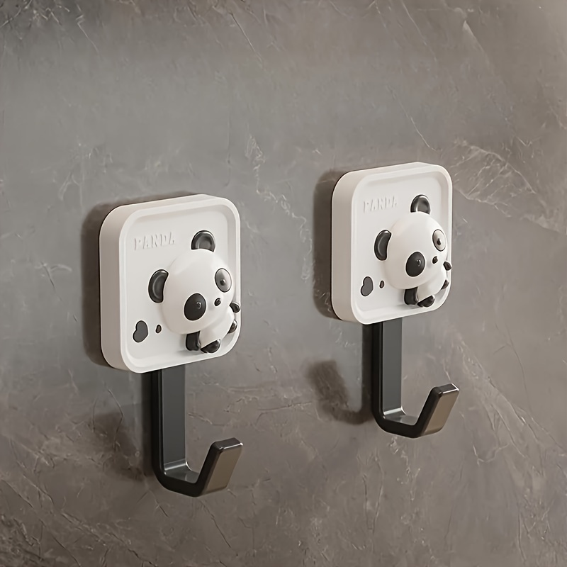 

Cute Panda Adhesive Hooks: Stylish Wall-mounted Bathroom Accessories For Towels And Clothes