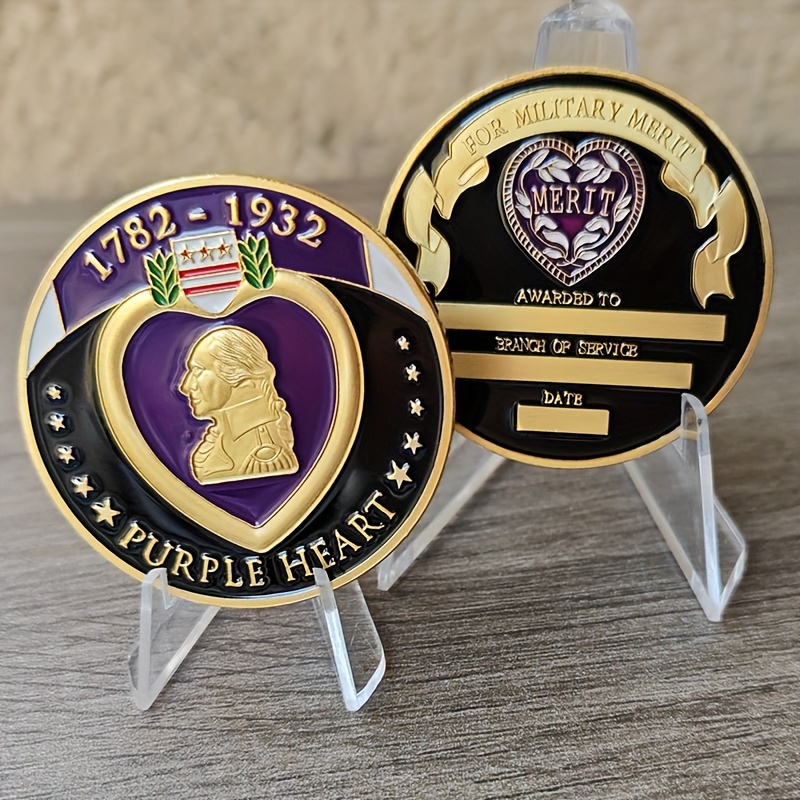 

1pc Purple Heart Commemorative Coin Medal Fashion Trend Home Decoration Purple Creative Gift