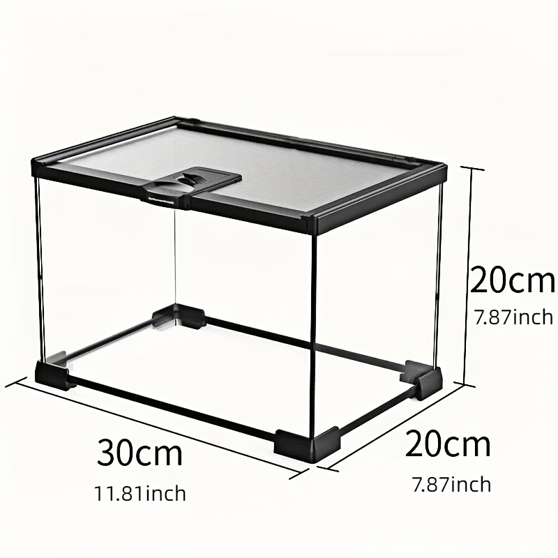 1-Pack Glass Reptile Terrarium, Stackable Rainforest Habitat Tank for Lizards, Geckos, Beetles, Spiders, High-* Breeding &amp; Ornamental * with Ventilation, Square Shape, Glass Material