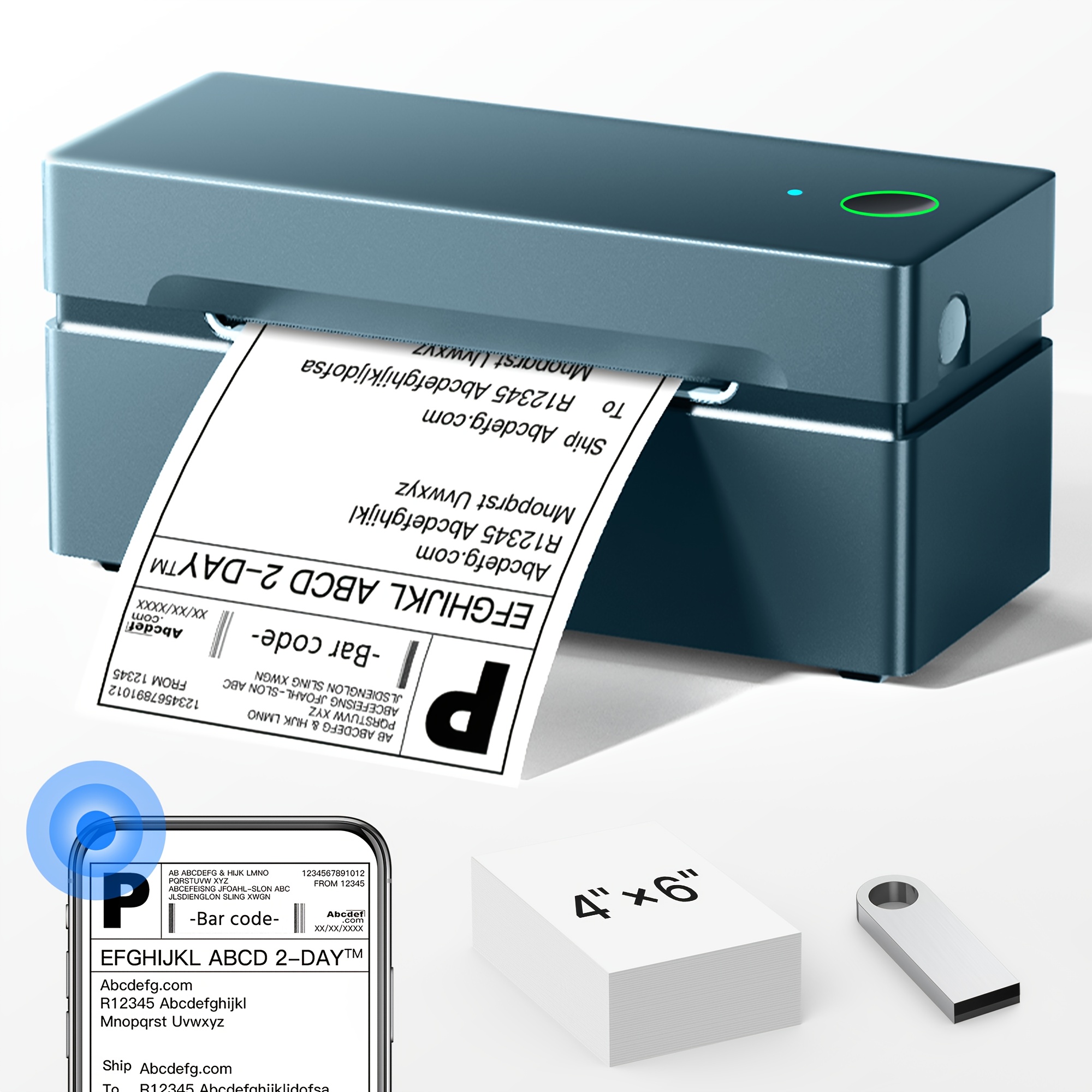 TEMU Label Printer Desktop Portable Label Printer Compatible With Smartphones And Computers Inkless 4x6 Shipping Label Printer For Home, Office,