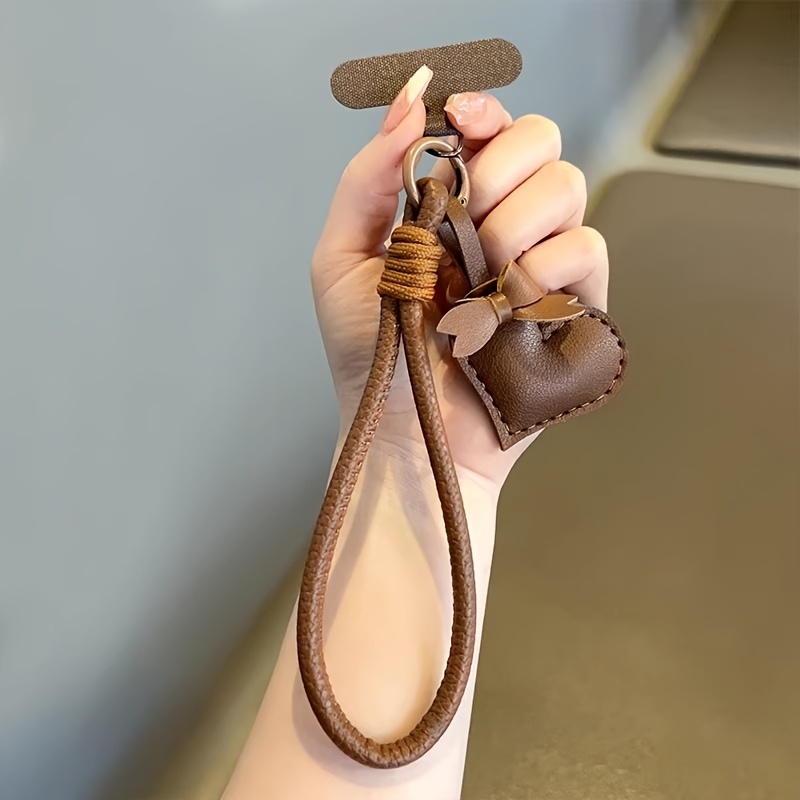 TEMU Ins-style Pu Heart Charm Phone Lanyard, Durable And Sturdy Wrist Strap Accessory, Simple Universal Short Phone Lanyard, Includes 1 Phone Charm