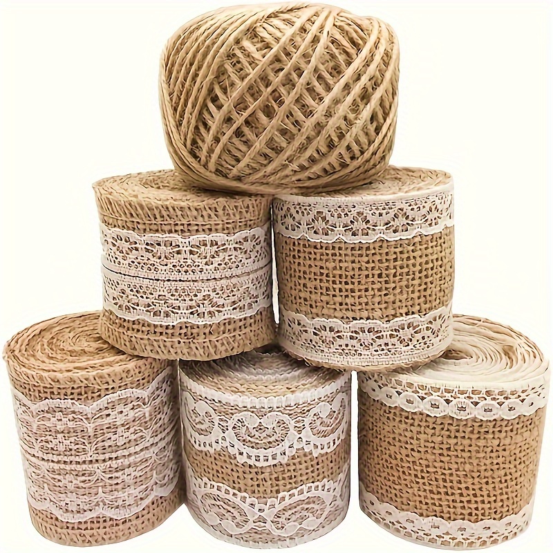 Burlap Ribbon Lace Roll, With 30 Yards Of Jute Thread, Burlap Is Used For Wedding Decoration Diy Handicrafts Flower Arrangement Home Decoration Each Roll Meter