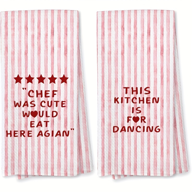 TEMU 2pcs Cute Star & Heart Cleaning Cloths With Funny Quotes - Reusable Machine-washable Kitchen Towels Suitable For Bathroom, Multi-room Use - Cute