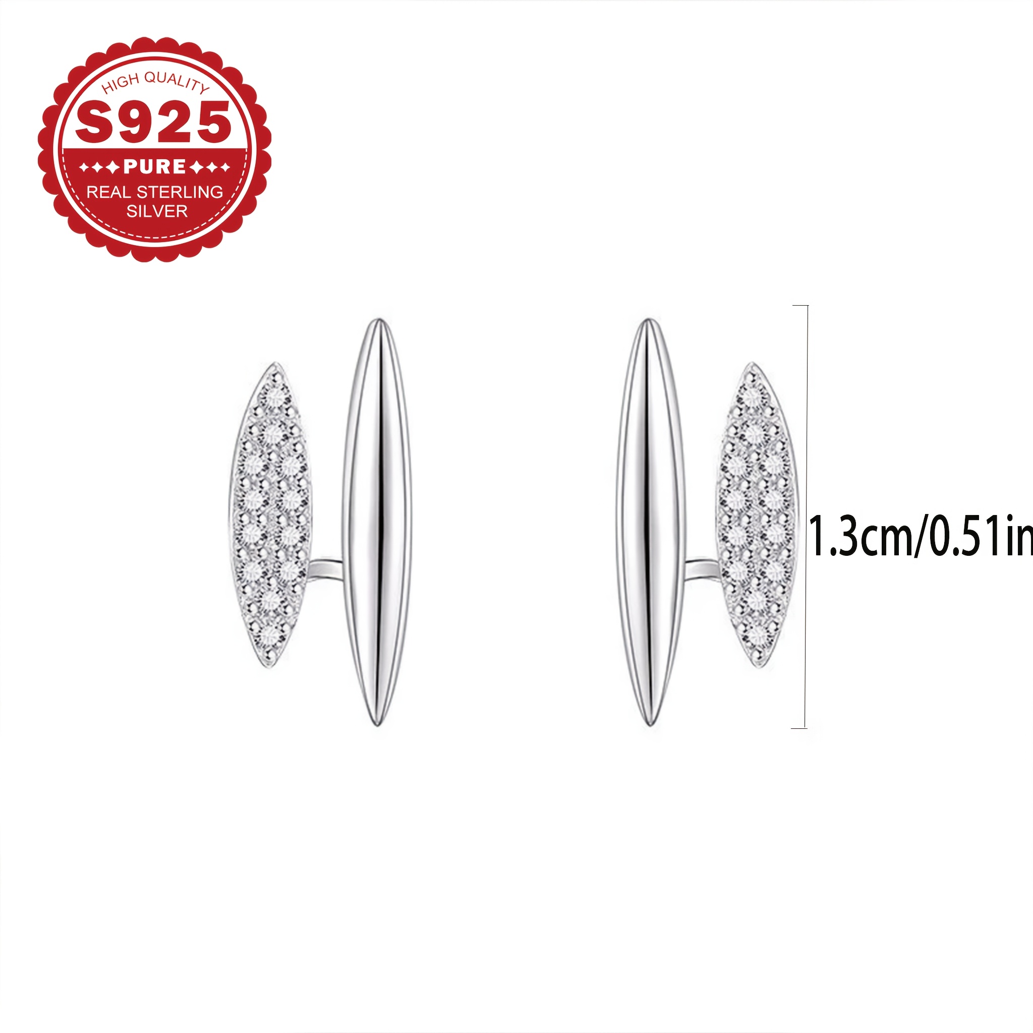 Women's S925 Silver Double Layer Vertical Stripe Stud Earrings