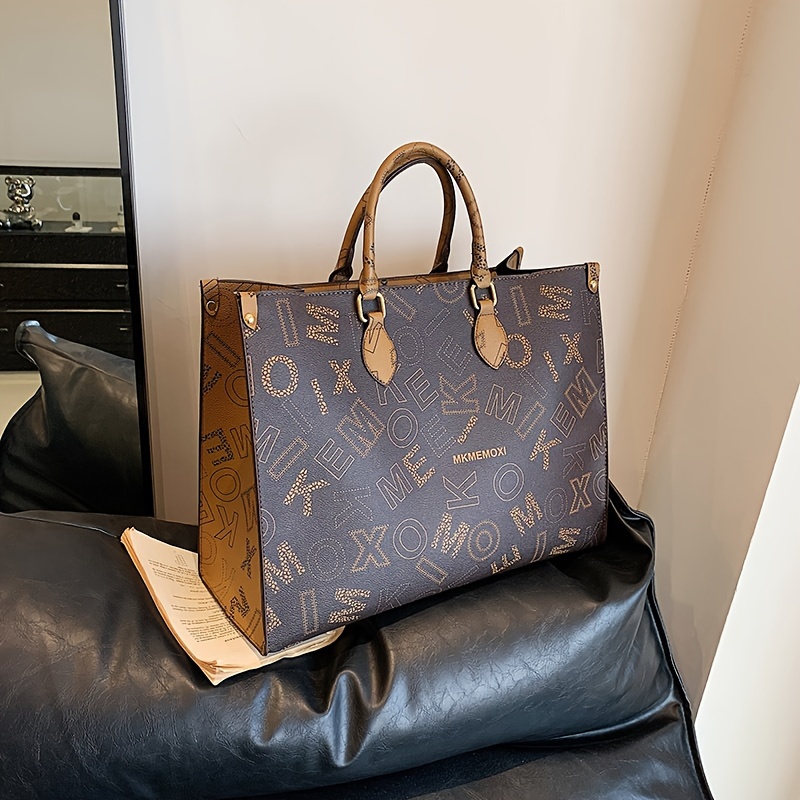 womens fashion tote bag 2024 pu leather large capacity shoulder handbag with zipper closure polyester lined work commuter tote without edge paint includes no accessories details 1
