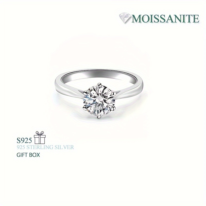 

1ct/2ct/3ct/5ct Moissanite Engagement , 925 , , Women's , Suitable For , , , , Box Included, . 3.7g