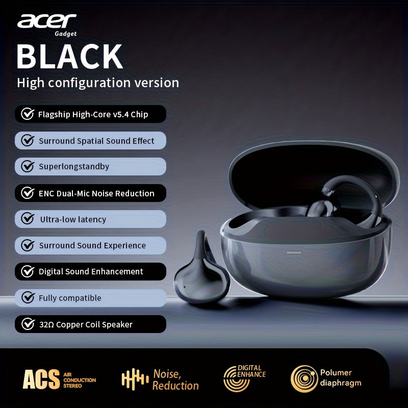 Image of Acer New Open-ear Clip-on Wireless Earbuds, Ultra-long Sound Noise Reduction For Sports Running, Comfortable Wear Gift For Men/women Compatible With Phone/tablet