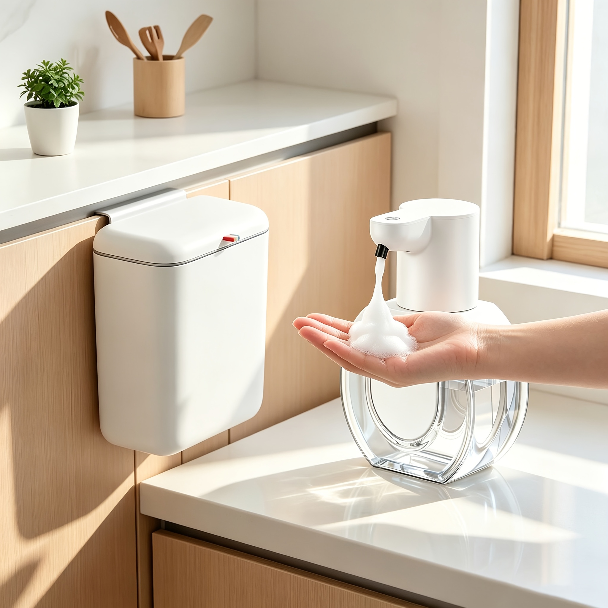 Image of 1pc Soap Dispenser Automatic, 420ml, Non-contact Automatic Soap Dispenser, Usb Charging Liquid Soap For Kitchen And Bathroom