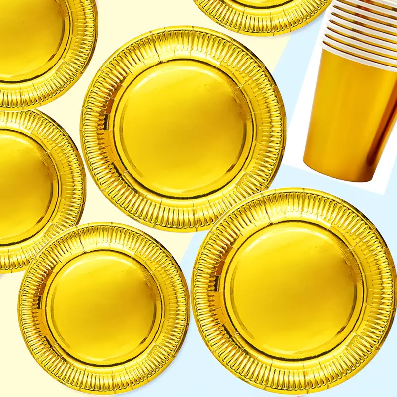 60 stück goldene teller happy birthday dekoration