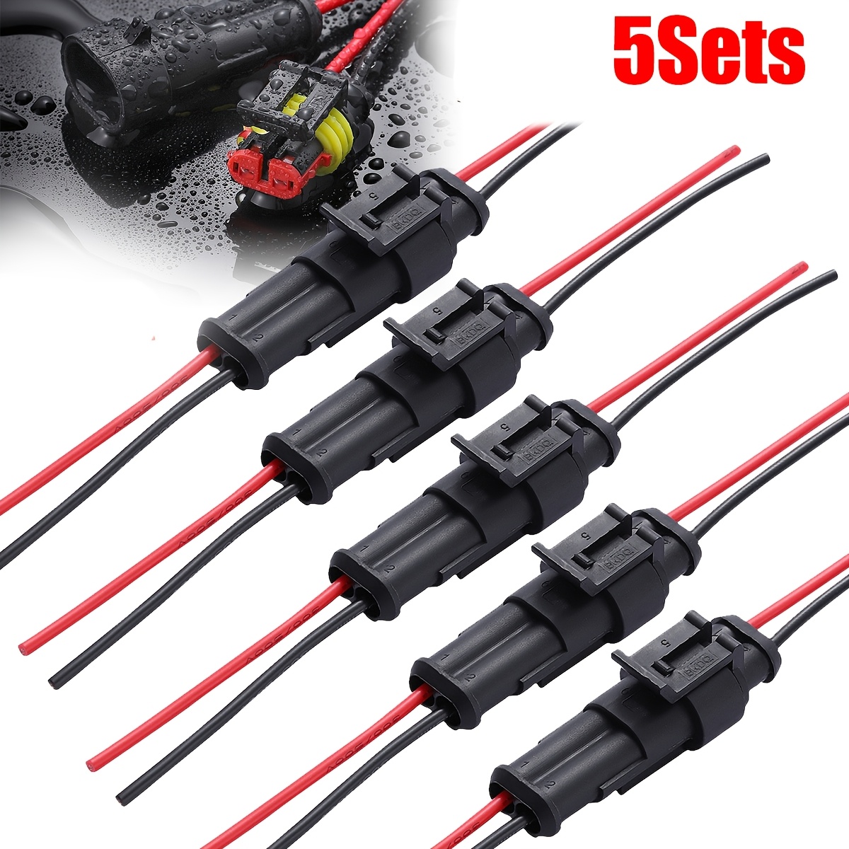 

10pcs/5sets, 2 Pin Way Car Sealed Electrical Wire Connectors, 20awg Quick Disconnect Male Female Plug Socket For Car, Truck, Motorcycle, Boat