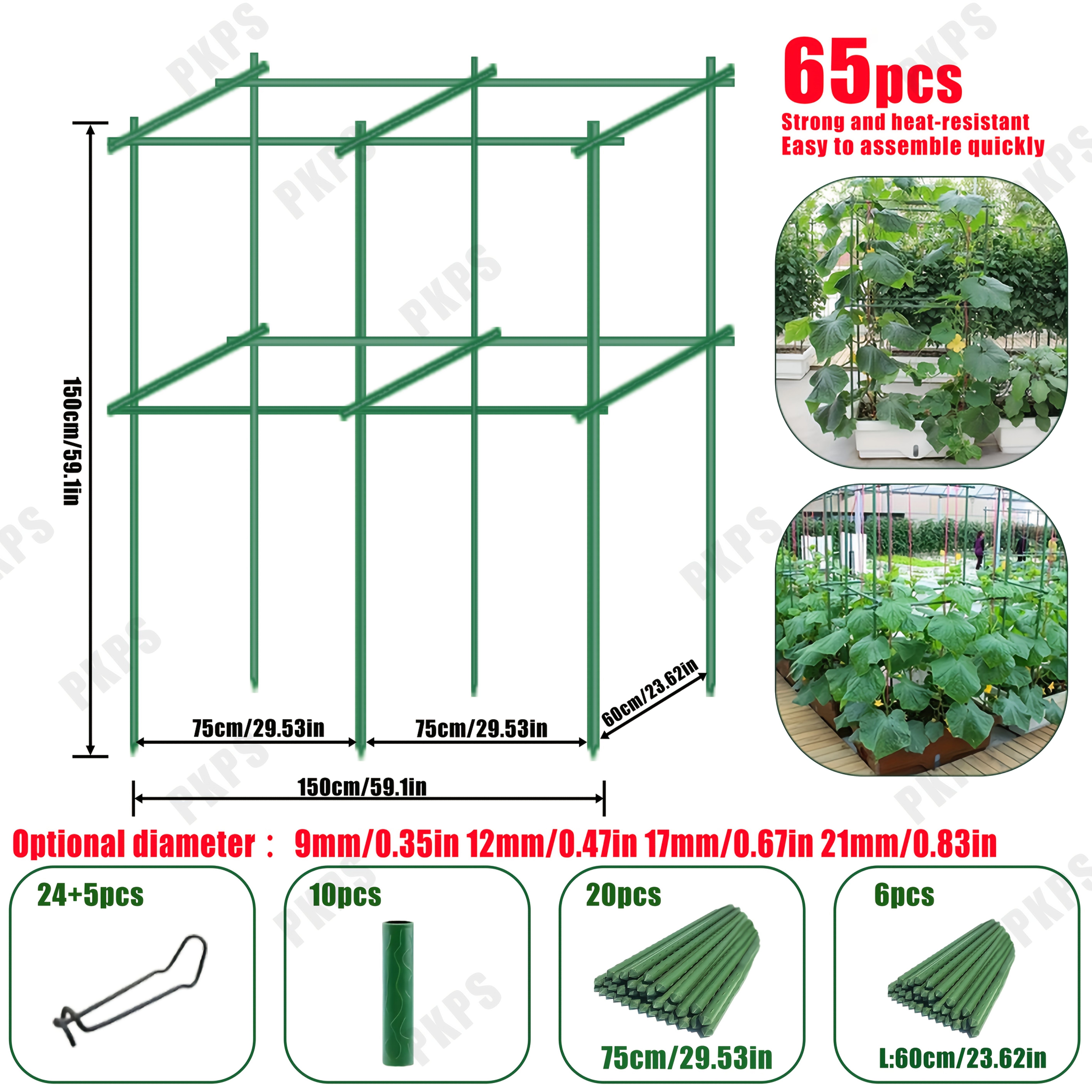 3 Pflanzenstützen Für Garten – Grüne Stützringe Für Tomaten, Rosen & Blumen