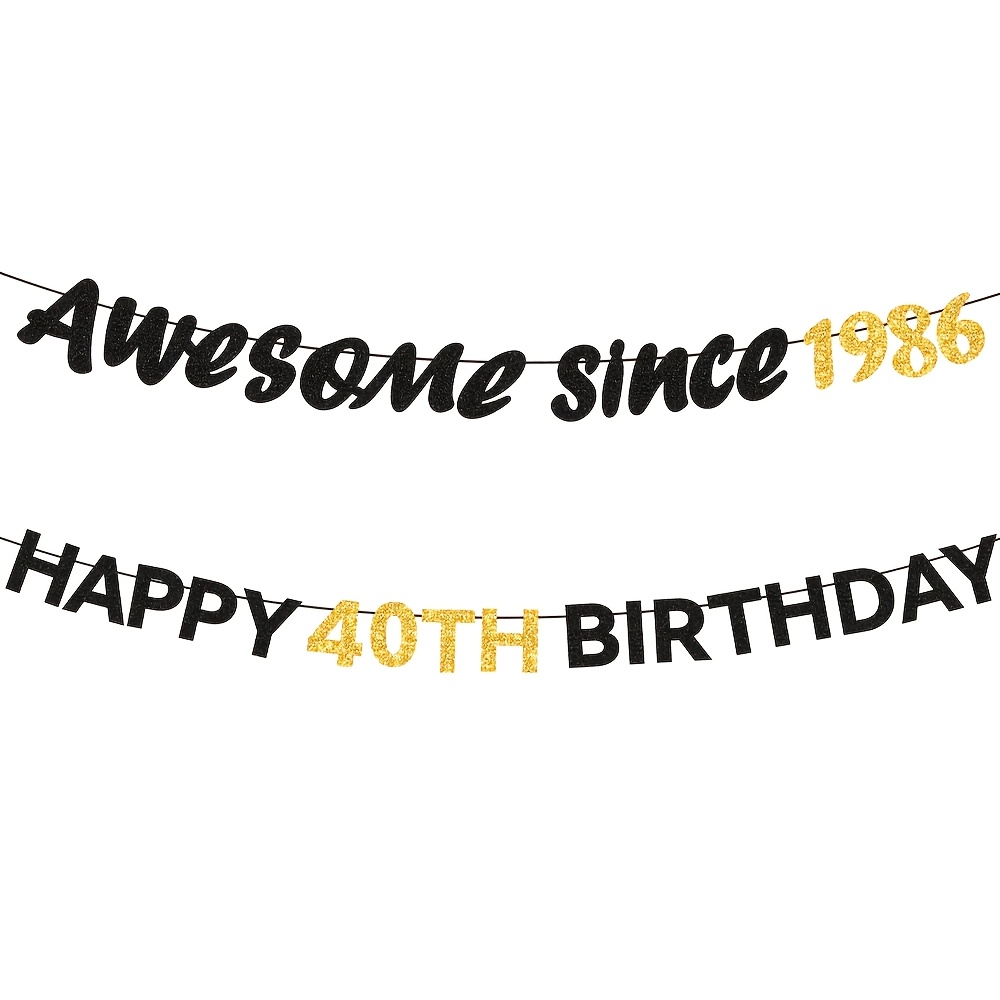 Image of 2pcs Of 40th Birthday Banners, Party Supplies, Suitable For Decorations For Men Born In 1986 Celebrating Their 40th Birthday