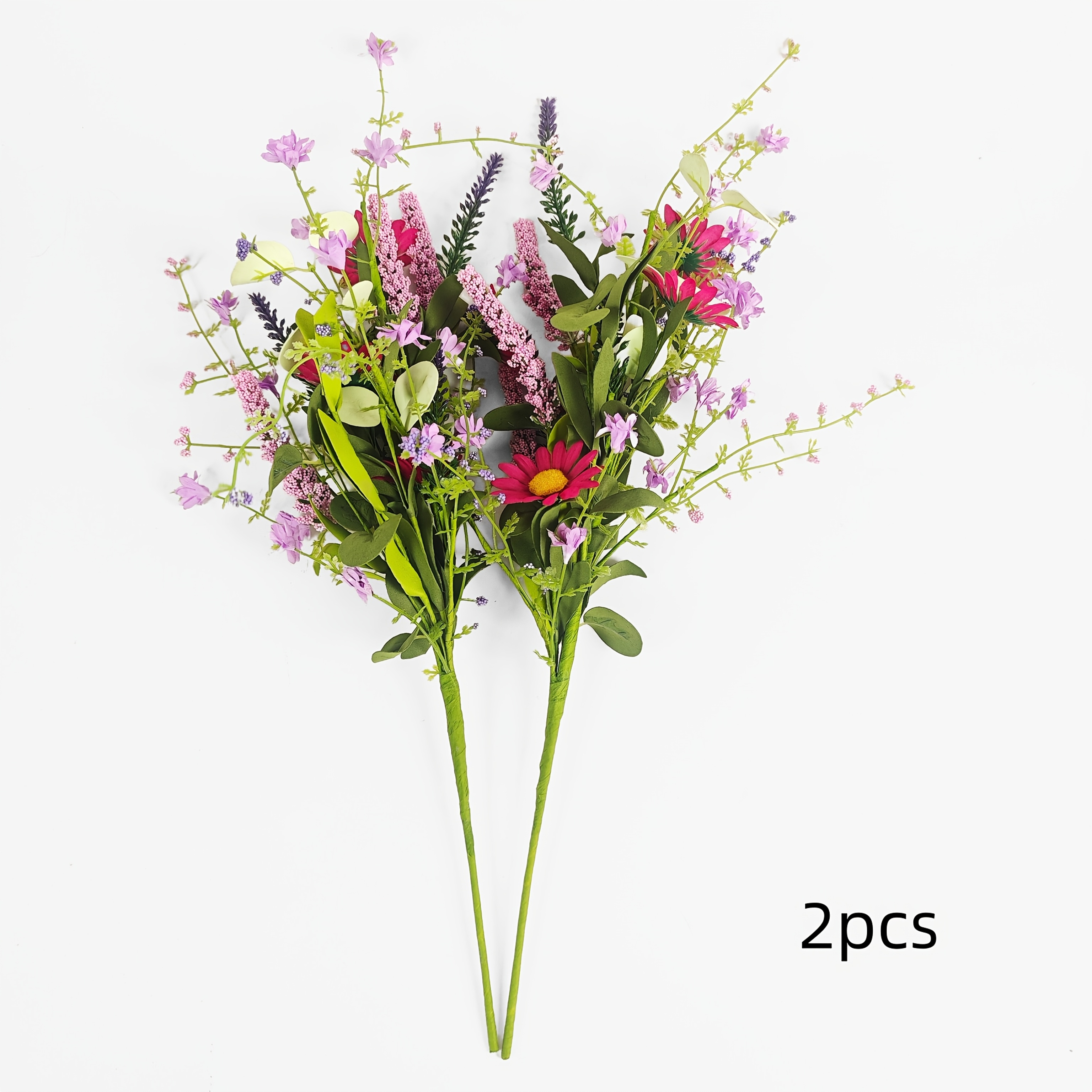 Image of 2 Bouquets, Spring And Summer Artificial Bouquets, Artificial Flowers Outdoor Indoor Vases Flower Pots Home Garden Room Decoration Spring Summer Decoration For Wedding Table Decoration