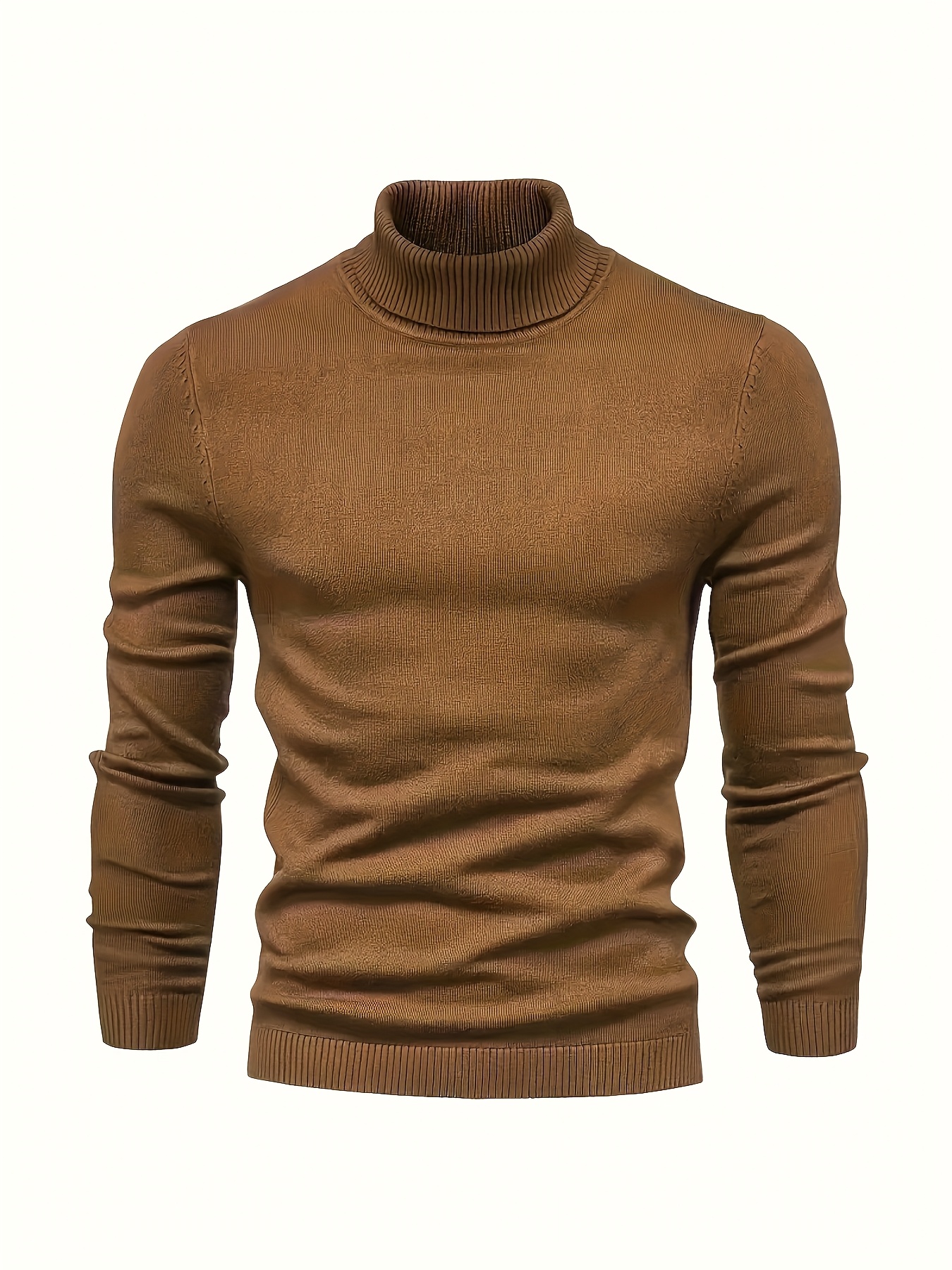 early autumn mens classic solid color sweater minimalist style high neck   soft and fitted texture with elastic ribbed cuffs and hem for a   at wrist and waist
