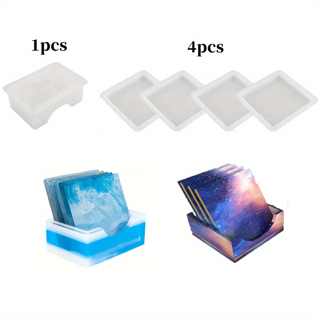 TEMU Ensemble de Moules en Silicone pour Sous-verres DIY - Rondes, Carrées & Octogonales pour l'Artisanat en Résine Époxy