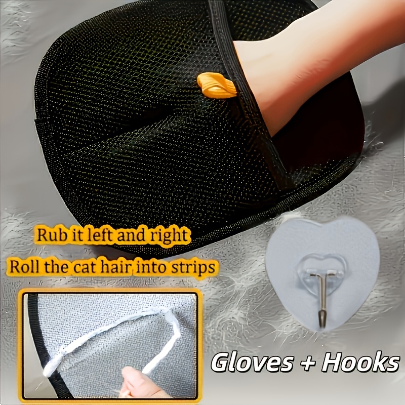 TEMU 2pcs Set Upgraded Extra-large Pet Static Electricity Hair Removal Gloves With Hook - High- Hair Removal Gloves - Suitable For Cats, Dogs,