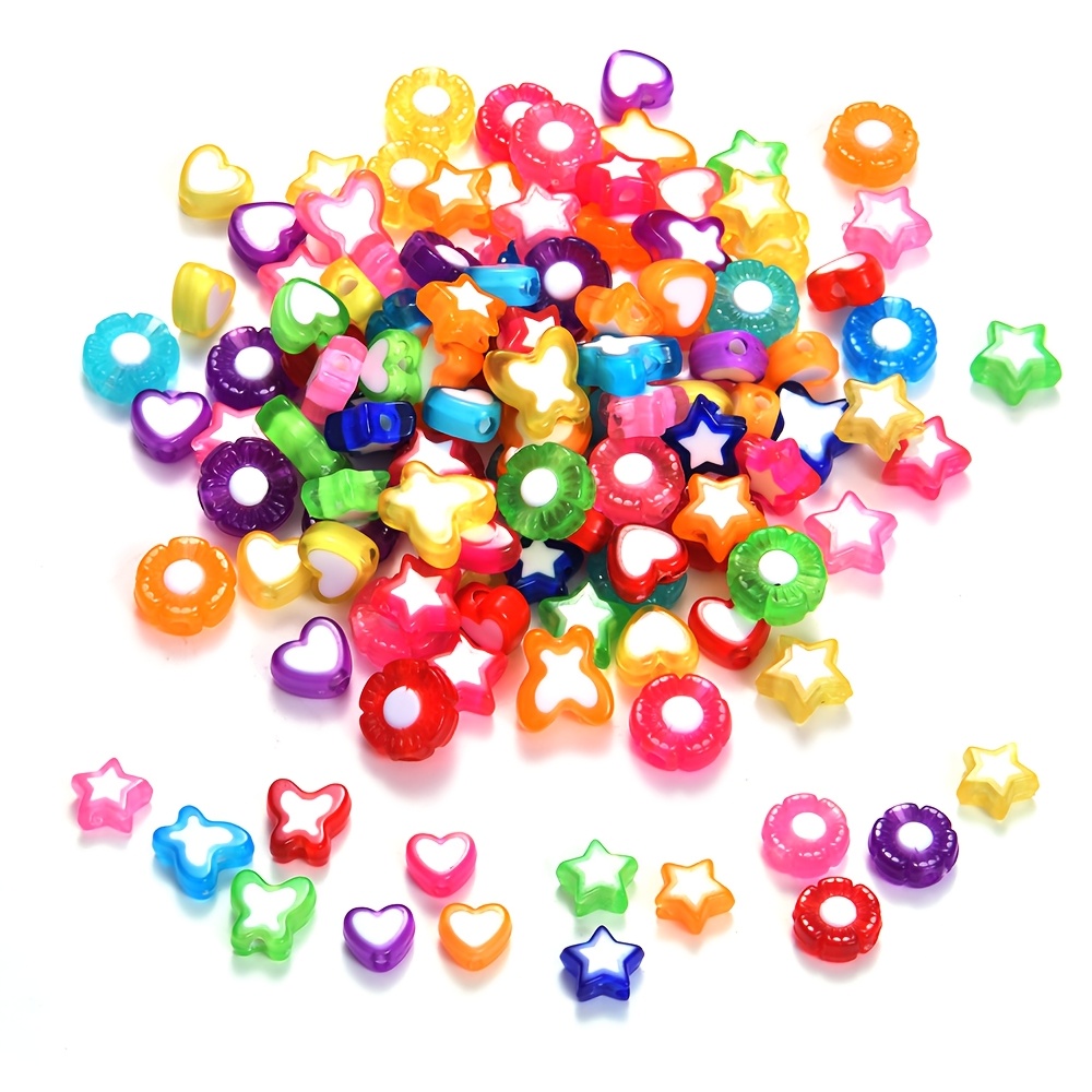 

50pcs Mixed Color Acrylic Star Butterfly Flower Beads Diy Handmade Bracelet Necklace Keychain Jewelry Accessories