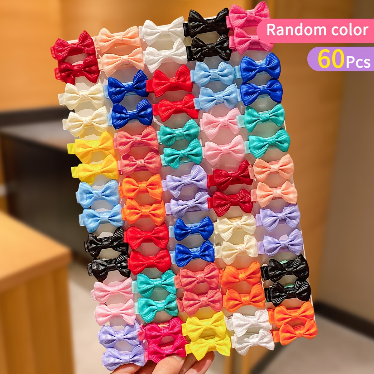TEMU 60pcs Pinces à Cheveux Femmes Couleurs Aléatoires, Nœud , Pinces Latérales Petites et Colorées Aléatoires, Coiffure Polyvalente de Tous pour
