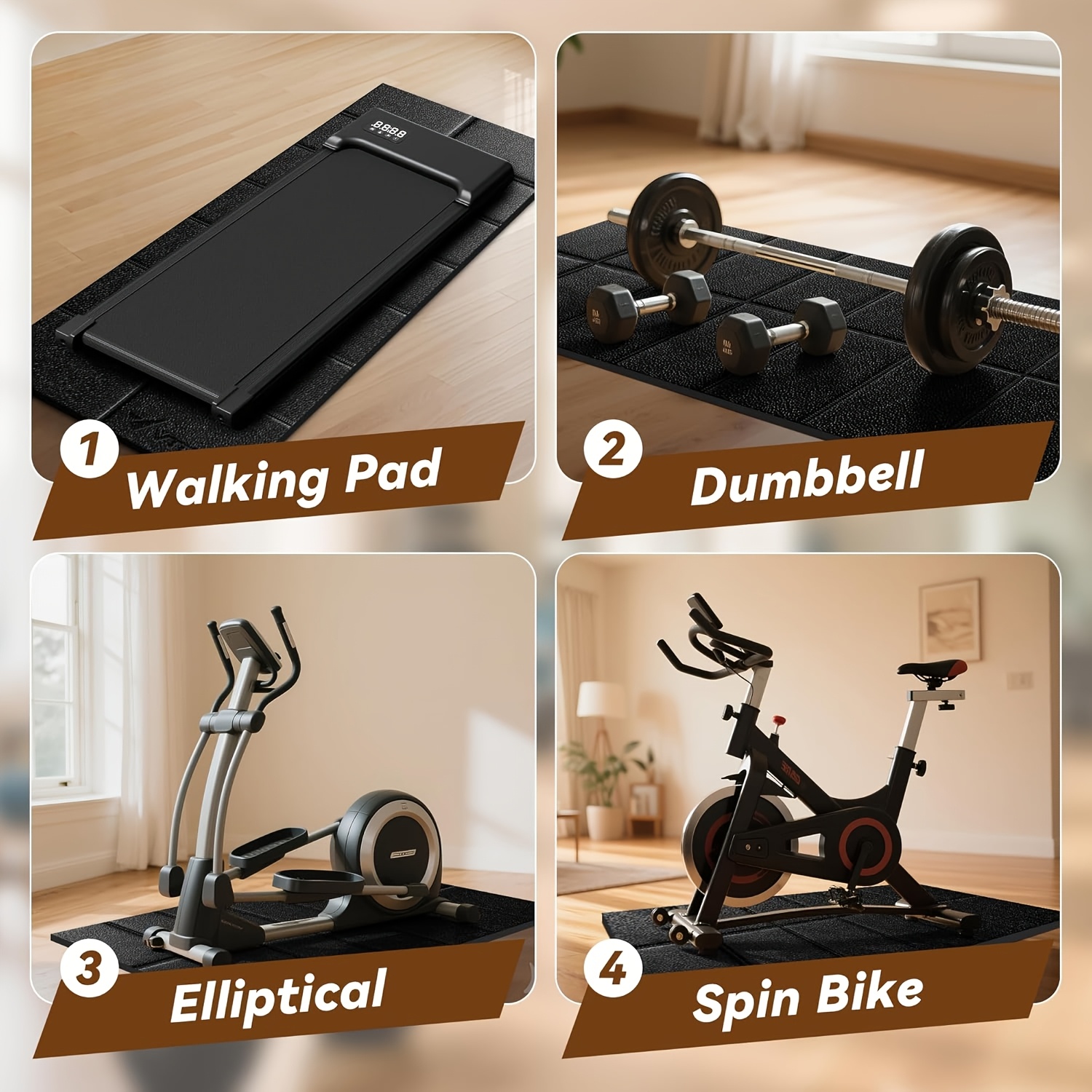 tapete de   para alfombra, tapete de trotamotor plegable de   grosor para pisos de madera  , 55x23.6 tapete   densidad para bicicleta, elíptico, uso en interiores, protección de pisos, absorción de   y ruido
