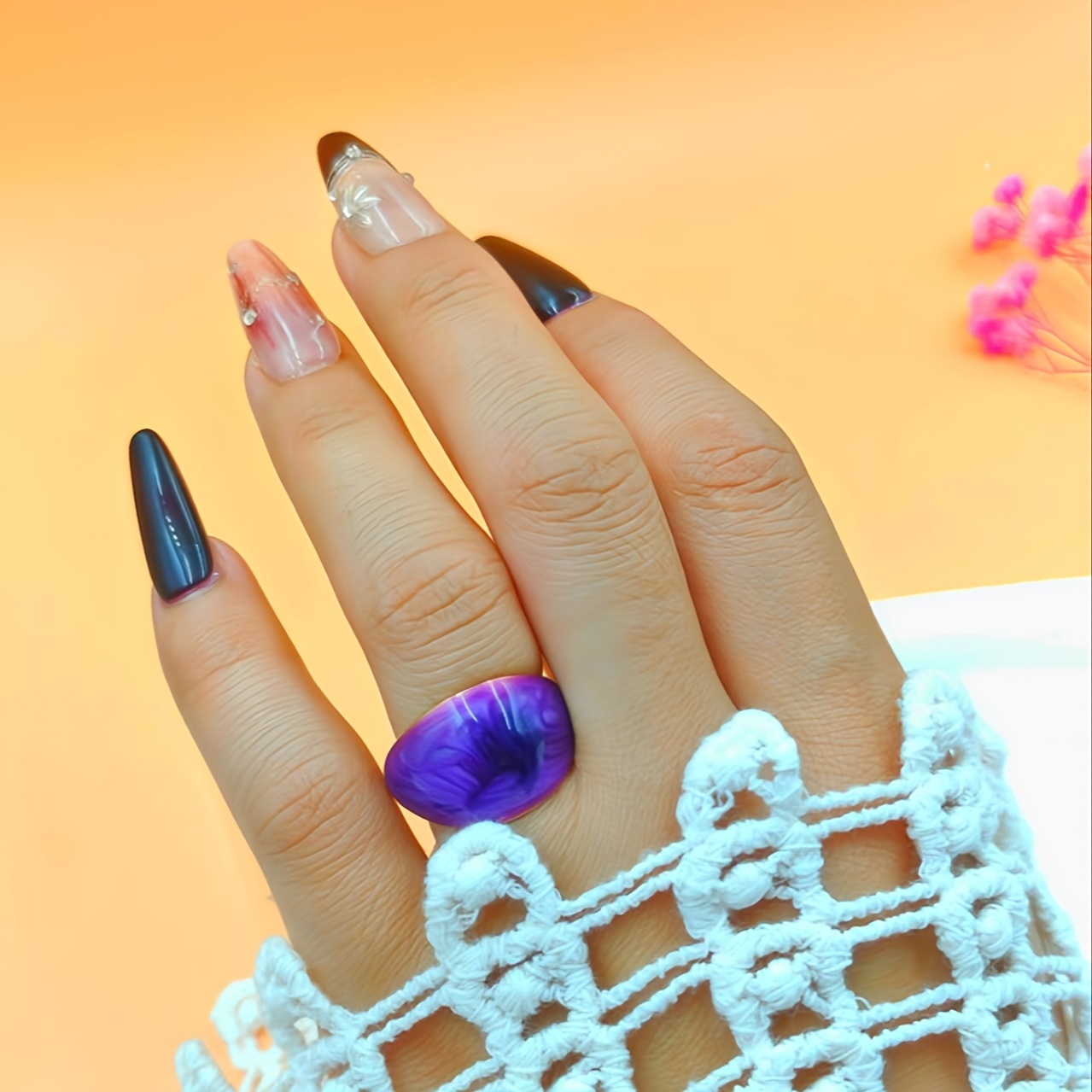 Enamel Drip Glaze Stainless Steel Open Ring
