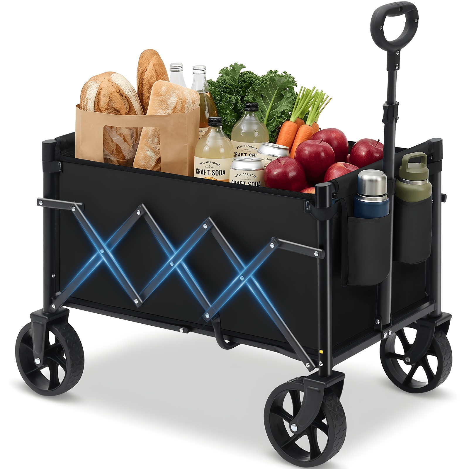 TEMU 80kg Small Foldable , Foldable Shopping Cart, Camping Cart With Height-adjustable Handle, Lightweight, Space-saving, And Sturdy