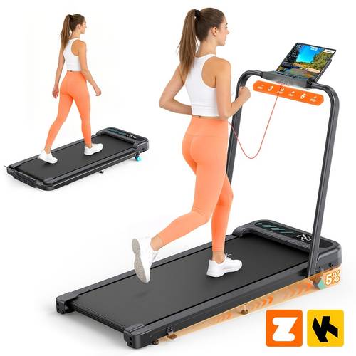 foldable treadmill with incline 2 in 1 portable treadmills for home small space 320 lbs capacity compact under desk treadmill led display app no space saving design without battery