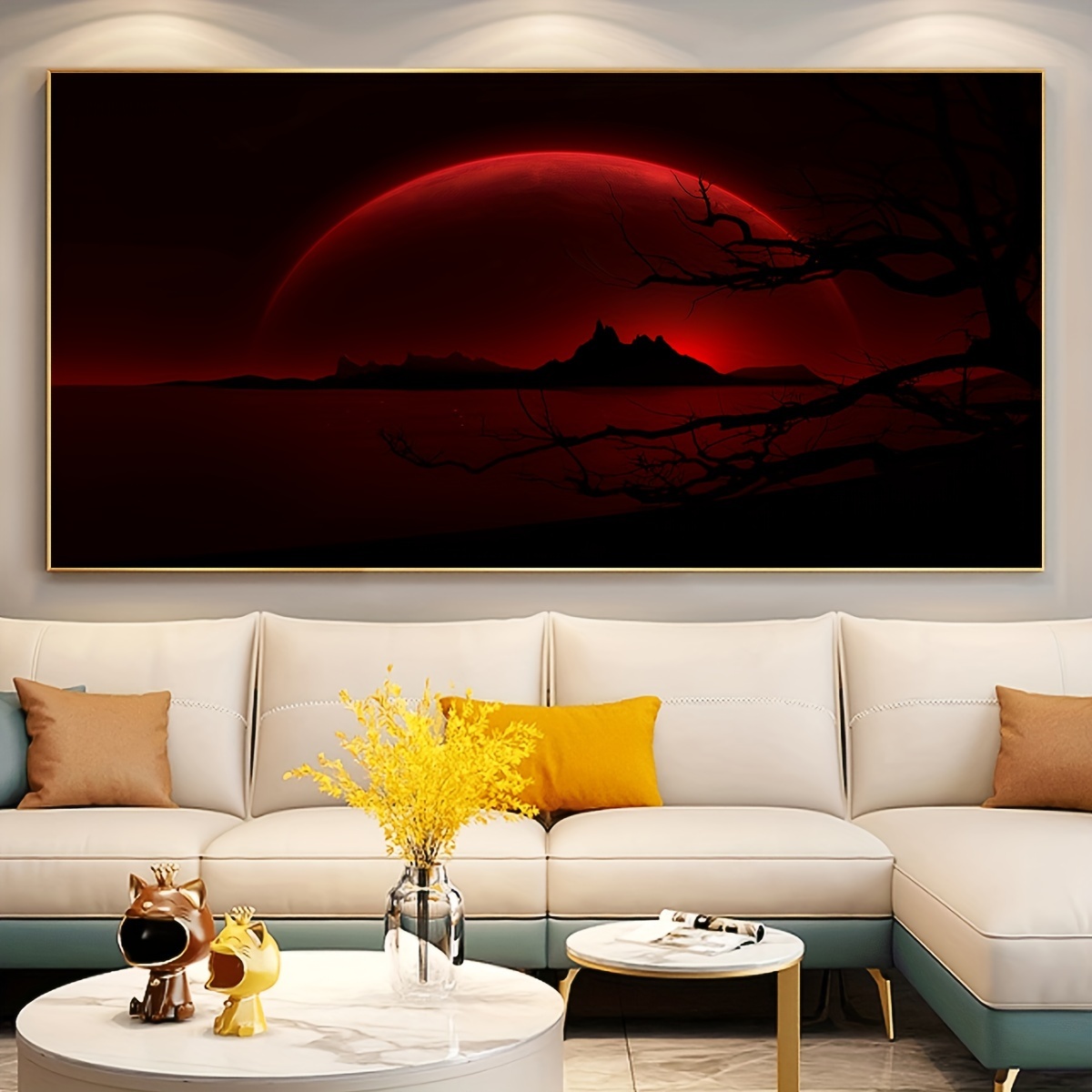

1pc Unframed Canvas Poster, Modern Art, Sunrise And Red Sun Scenery, Ideal Gift For Bedroom Living Room Corridor, Wall Art, Wall Decor, Winter Decor, Room Decoration