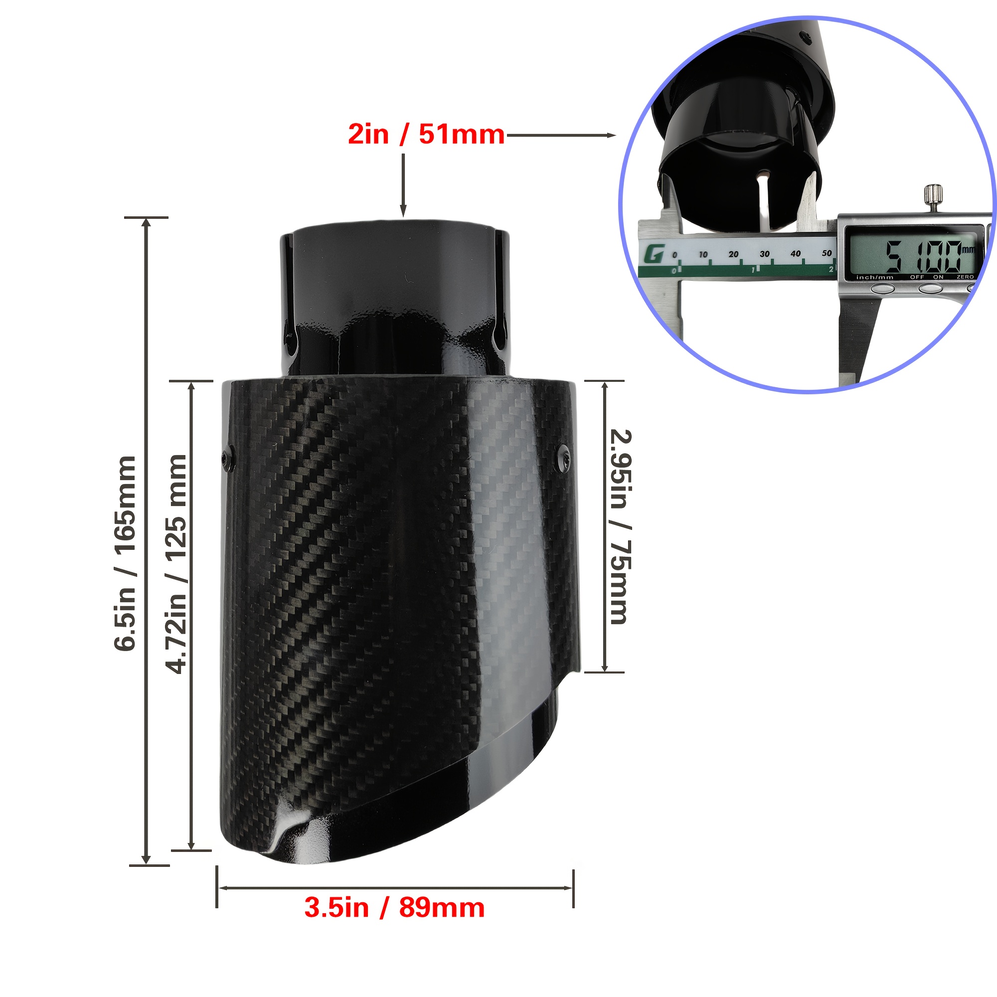 Image of 1pc Carbon Fiber Straight Edge Glossy Tail Exhaust Pipe Car Modified Exhaust Tip Decoration