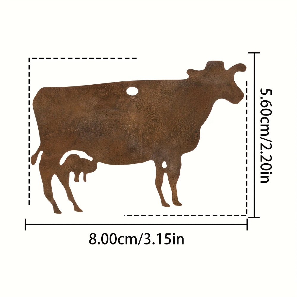 Rustic Cow Metal Art, Metal Cow Wall Decor With Calf Silhouette, Farmhouse Style - Perfect Mother's Day Gift, Home Or Garden Farm Animal Decor