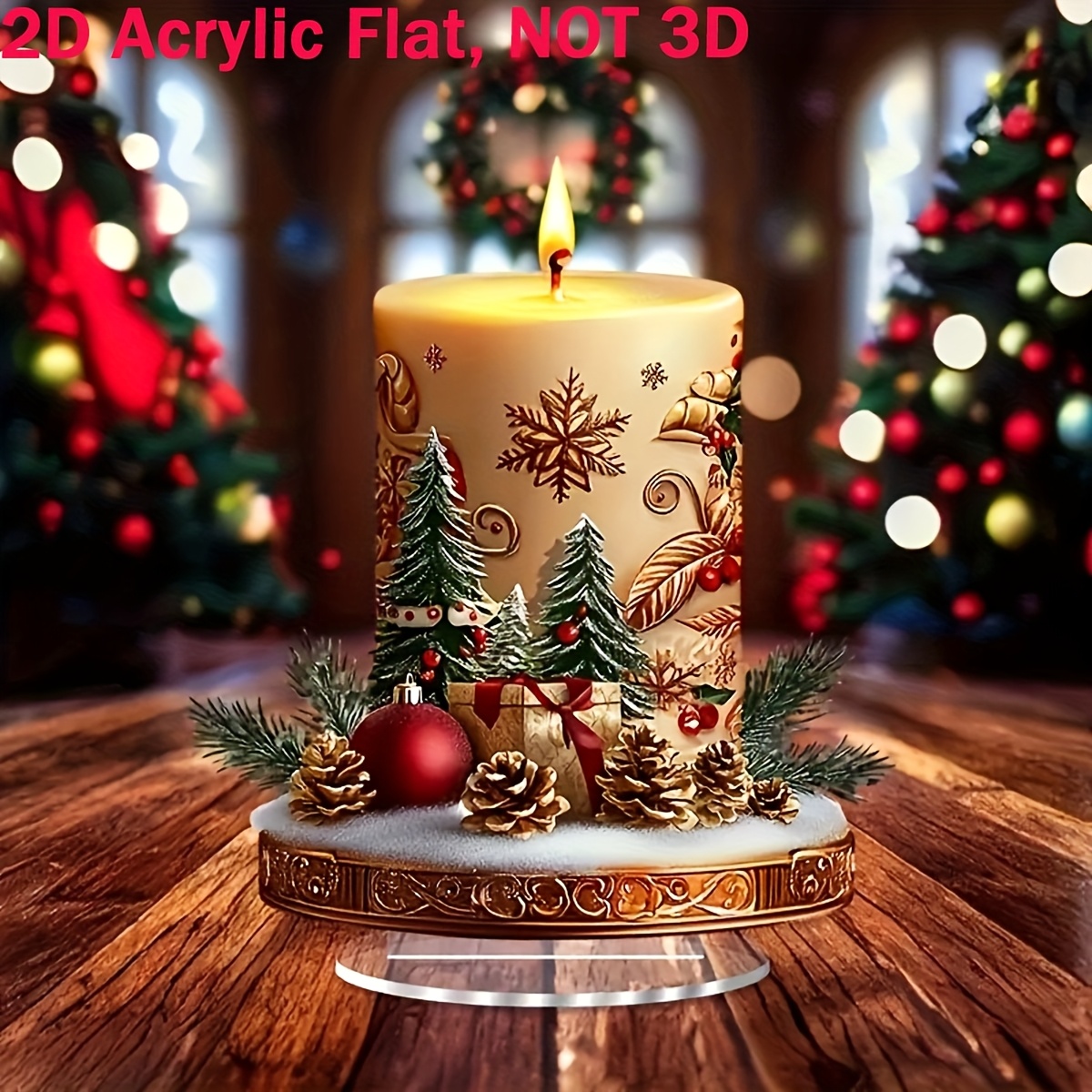 

2d Flat, Bohemian Style Acrylic Crystal Christmas Candle Light Catching Base - The For Home, Office And Bookstore Decoration | Holiday Desktop Display | Ideal Christmas Gift