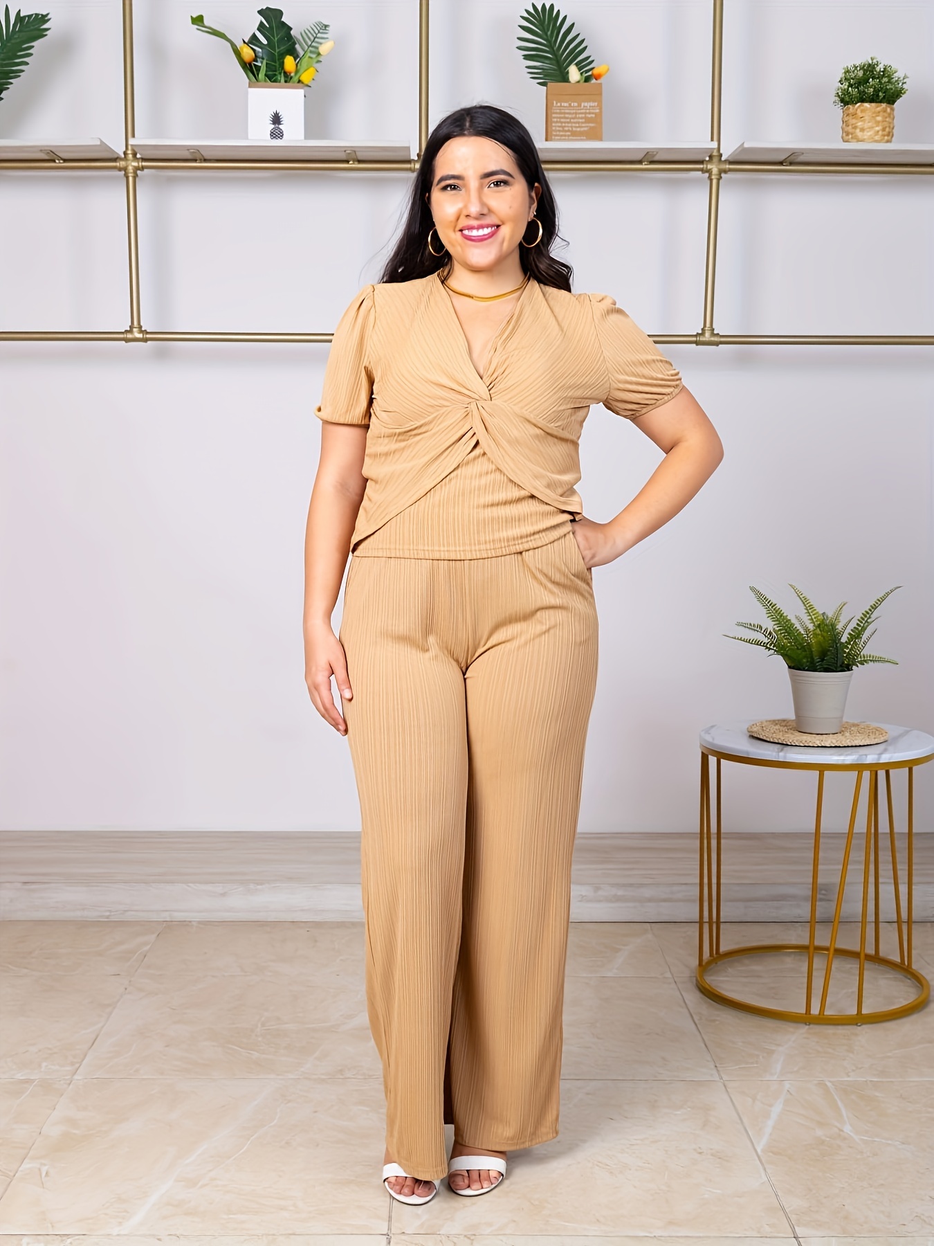 Lady's Plus Size Casual Knit Set