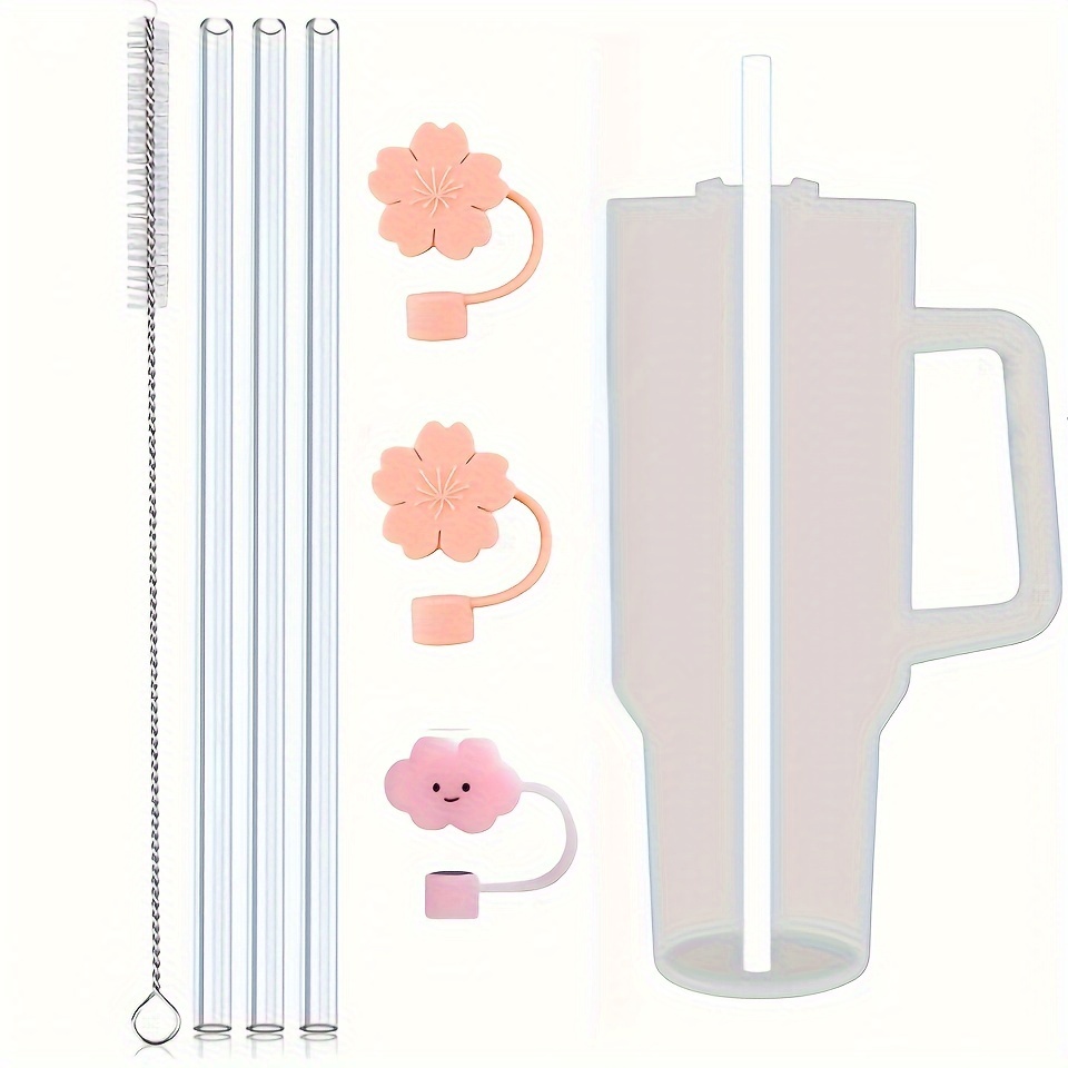 juego de 3   reutilizables   tapas de     y 1 cepillo de limpieza,   para tazas de 40 oz con   de repuesto, accesorios para botellas de agua deportivas. Detalles del producto 1