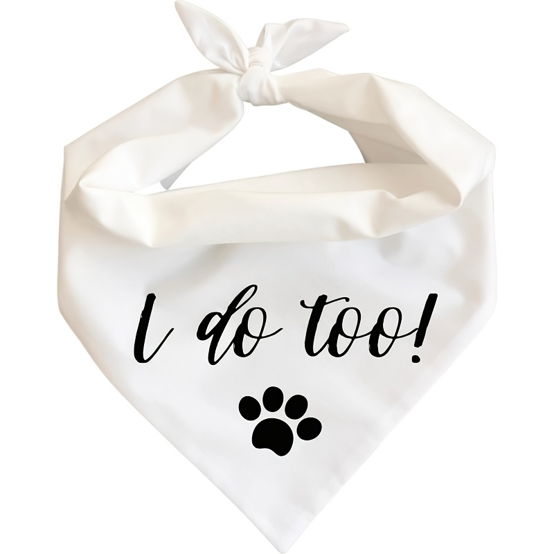 TEMU A Large Wedding Scarf And Pet Engagement Outfit - "i Do Too!" Paw Print Wedding Announcement Collar, Adjustable Bow Tie Suitable For Large,