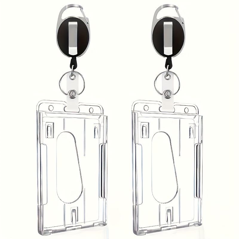 E-shop 2D 2 Stück/5 Stück Vielseitiger Abzeichenhalter mit Einziehbarem Clip - Robustes Plastik, Transparent für Ausweisen und Kartenhalter für