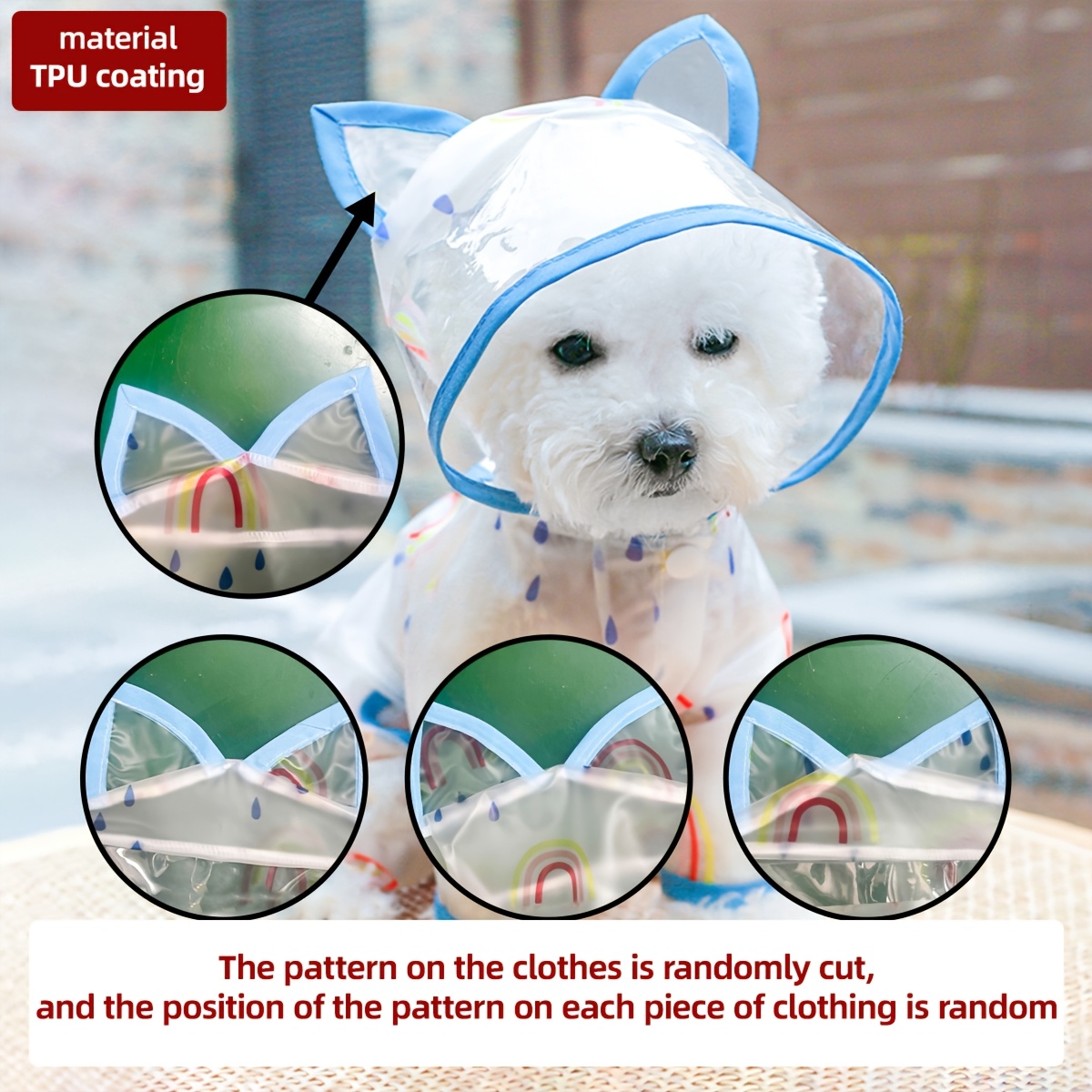 Image of 1pc Rainbow Pet Raincoat, Dog Clothes, Small Dog Special Waterproof Raincoat, Puppy Jumpsuit