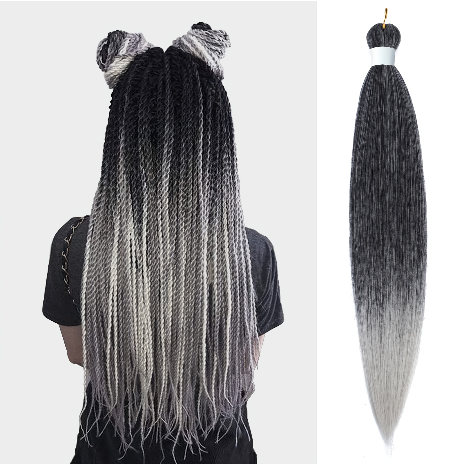TEMU Cheveux synthétiques tressés pré-étirés, lisses et faciles à gérer, multiples coiffures, adaptés aux vacances, aux fêtes, aux jeux de rôle et au