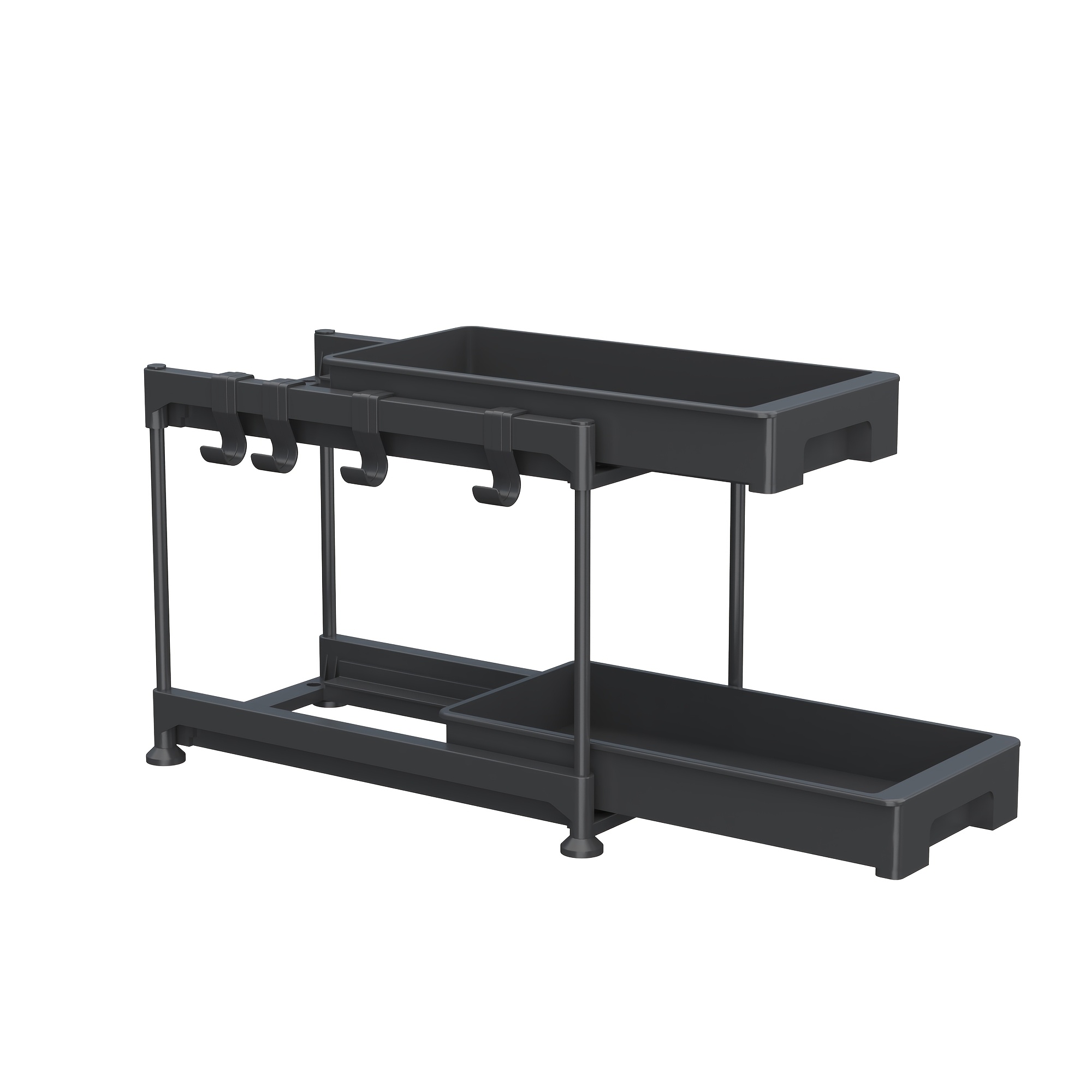 Image of 1/2 Pack Black Under Sink Organizer, 2-tier Slide Out Pull Out Storage Shelf, Sliding Cabinet Organizer Rack, Multi-use Storage For Kitchen Sink, Bathroom Vanity, Pantry, Closet Organization & Storage