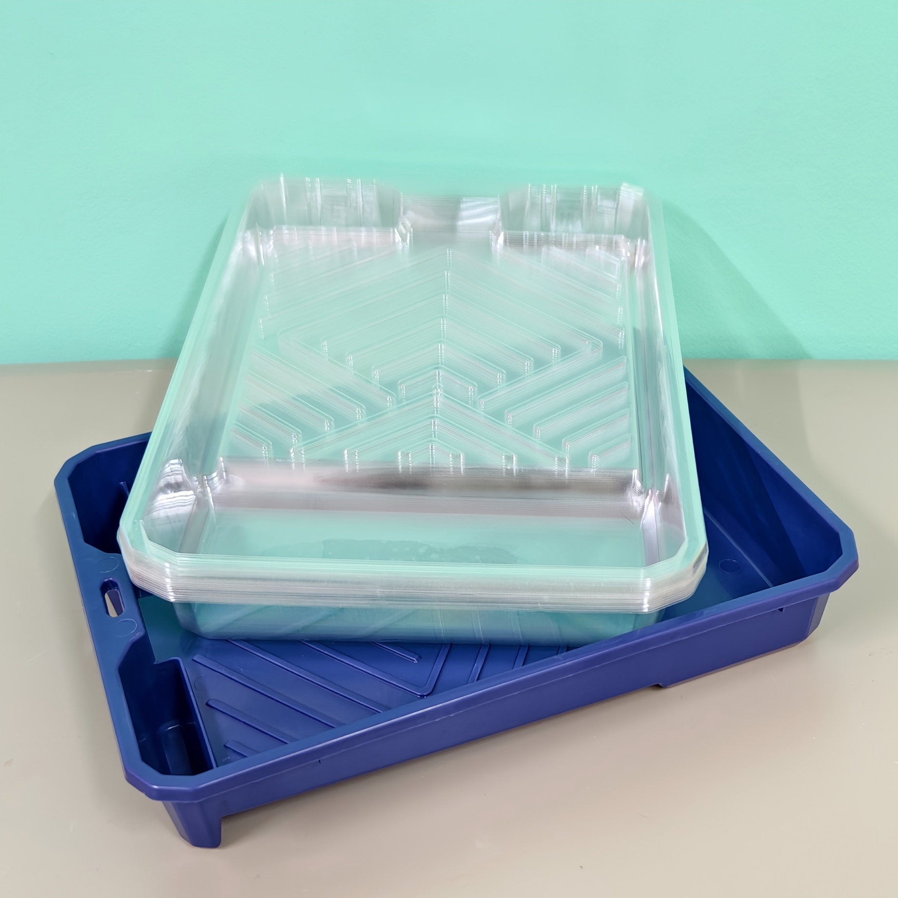 TEMU 11pcs Large Capacity Paint Tray Set / Includes 1 9-inch Reusable Paint Tray + 10 Brand Paint Palettes / Separate Paint Cleaning Effortless &