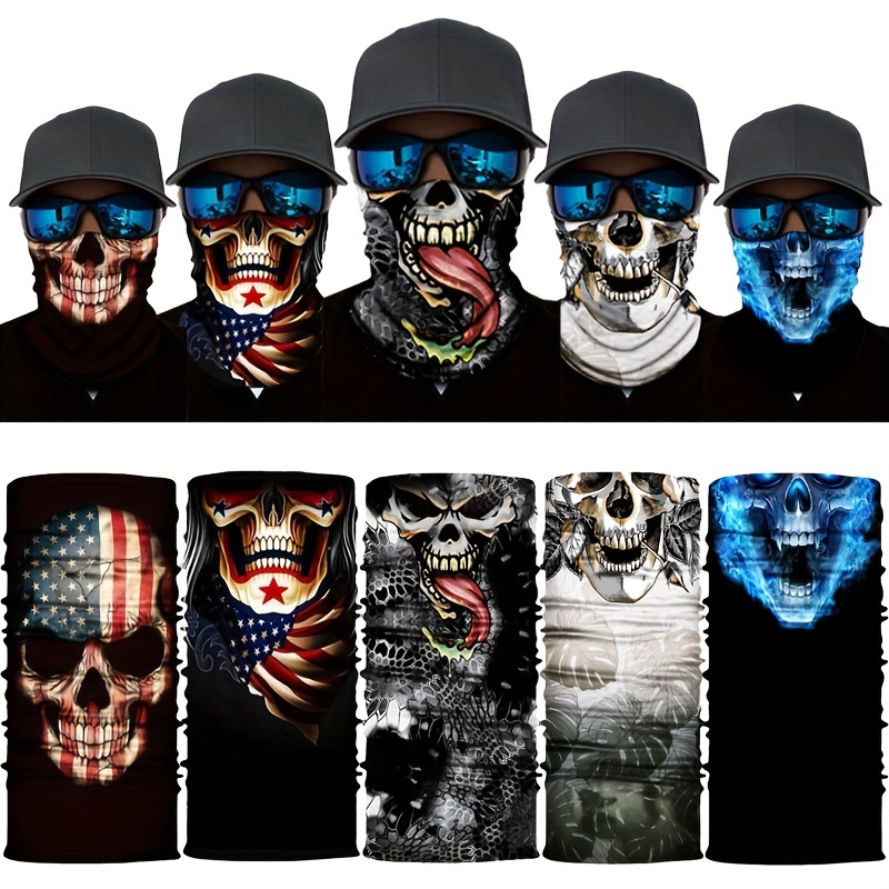 

5- Novelty Skull Gaiters For Men - Polyester Uv Scarves, , -wicking, -dry For , Cycling, Running - , , For Christmas, Halloween, Easter