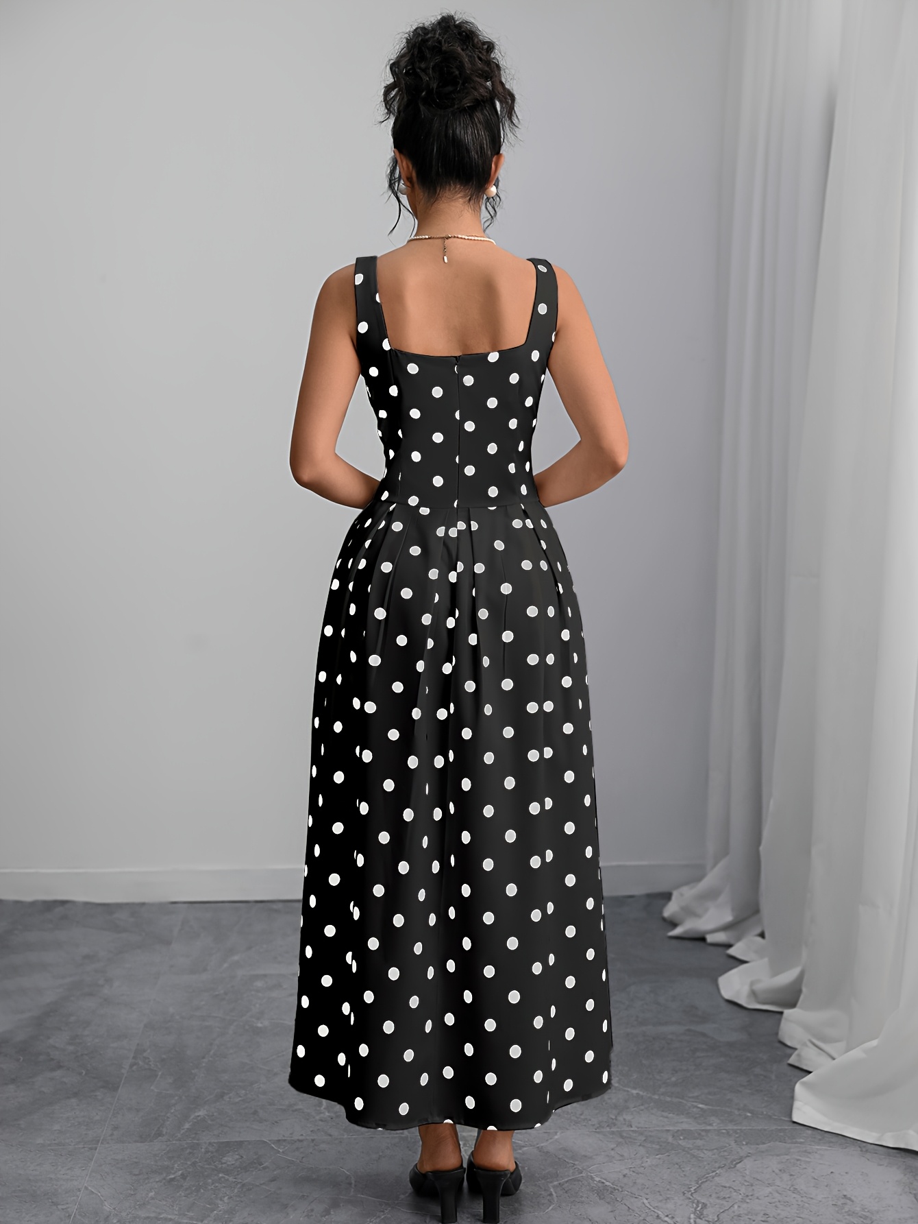 flowy polka dot dress Harper Polka Dot Midi Dress – Teal Poppy main image 1