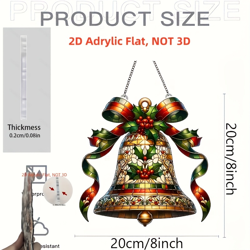 Image of 8-inch Acrylic Jingling Bell - Perfect For Garden, Porch And Window Decoration | Ideal Holiday Gift For
