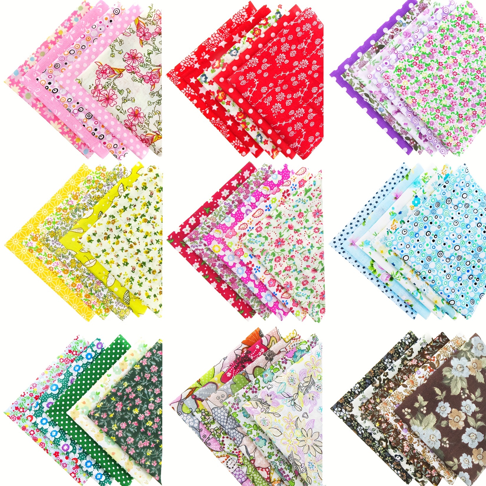

100pcs 25×25cm Cotton Fabric, Sewing Fabric 100% Cotton Plain Fabric For Diy, Crafts, Projects, Quilting