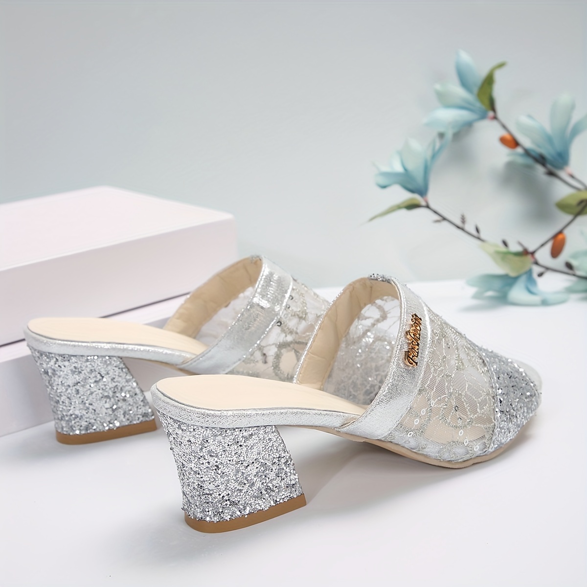 Sequin block deals heel sandals