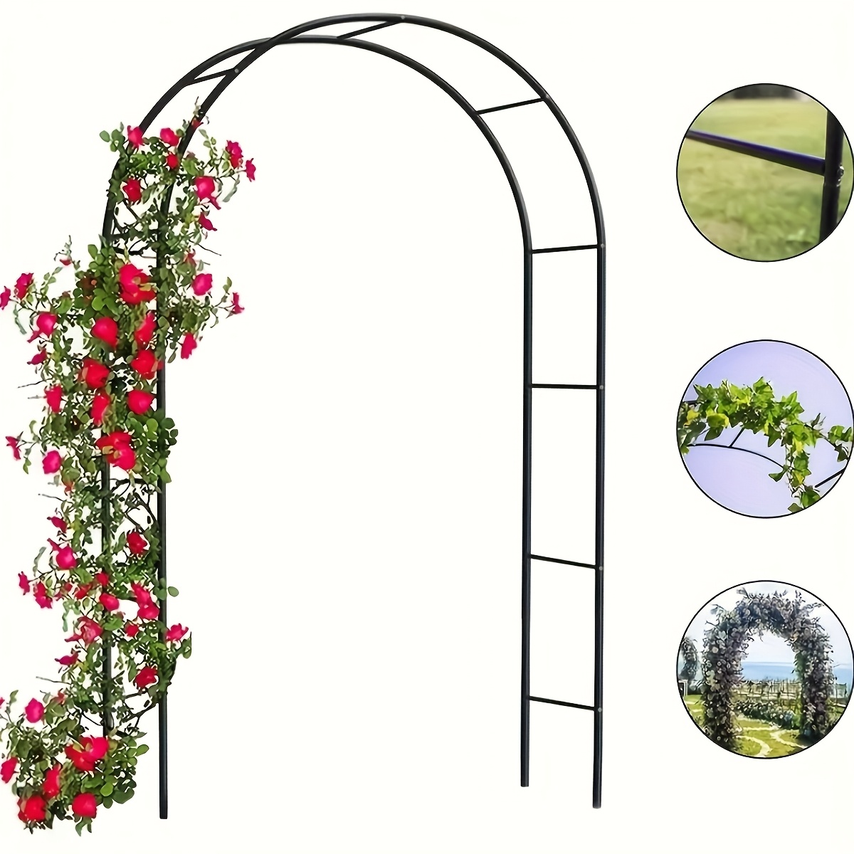 1pc black metal   brackets industrial hardware hooks garden arch metal heavy frame   arch for climbing plants roses vegetables balloon arch outdoor garden decoration ideal for valentines