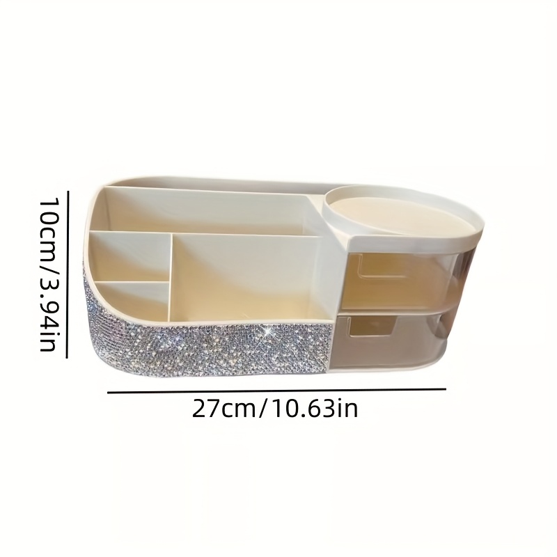 1pc luxury multi compartment cosmetic organizer with sparkling   design large capacity makeup brush lipstick holder creative remote key storage box   plastic organizer for home or office   organizer decorative organizer durable plastic makeup organizer jewelry organizer Product details 5