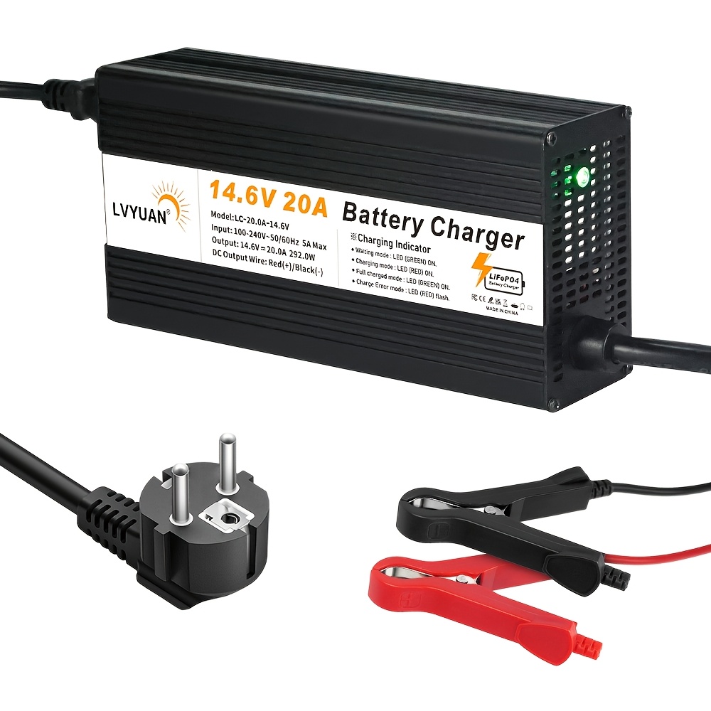 Image of 14.6v 20a Lifepo4 Battery Charger, Automatic Smart Battery Charger And Desulfator Maintenance With For Lifepo4 Lithium Batteries Deep